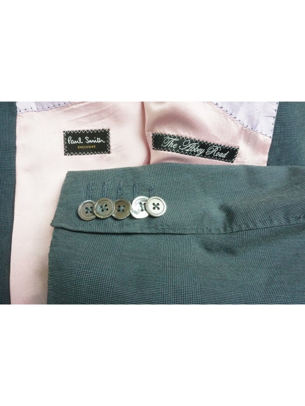 Paul Smith The Abbey Road 100% Cotton Blue Plaid 2 Pc Suit Jacket Pants SLIM 42